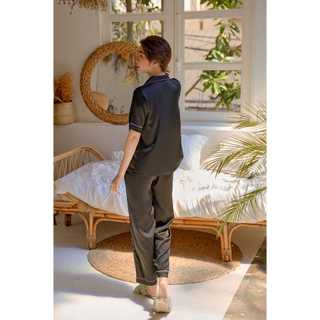 VIBES Đồ bộ Pijama dài Lụa trơn cao cấp Silk Long Py Set mặc nhà mềm mại, mát lạnh, thoải mái