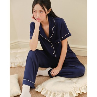 VIBES Đồ bộ Pijama dài Lụa trơn cao cấp Silk Long Py Set mặc nhà mềm mại, mát lạnh, thoải mái