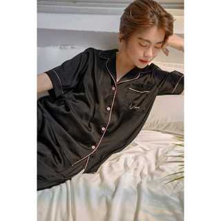 VIBES Đồ bộ Pijama dài Lụa trơn cao cấp Silk Long Py Set mặc nhà mềm mại, mát lạnh, thoải mái