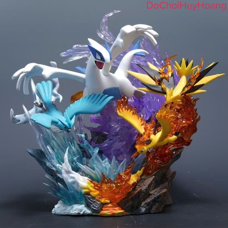 Mô hình tượng Pokemon Lugia và bộ thần điểu Articuno Zapdos Moltres 34cm