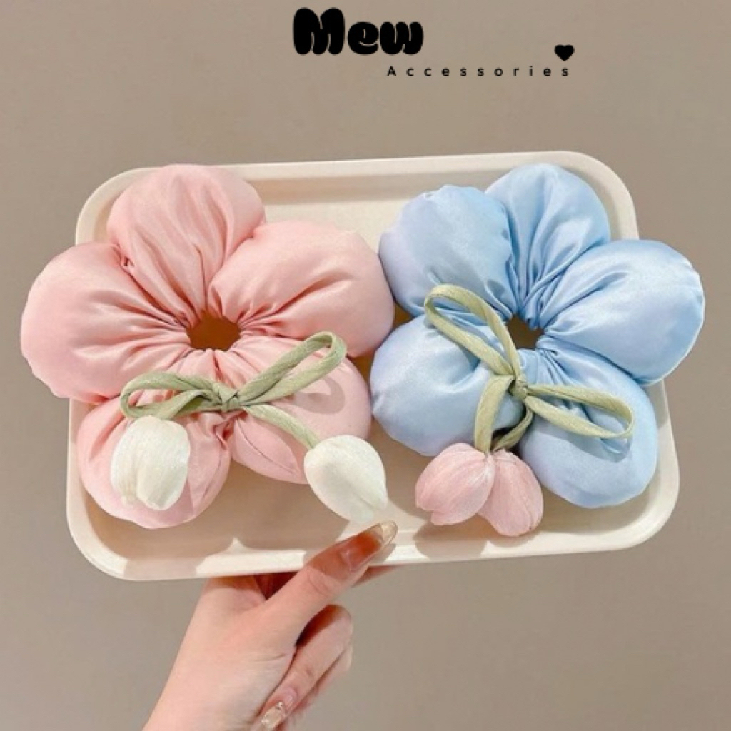 Dây Buộc Tóc Hoa Tulip – Dây Buộc Tóc Scrunchies Hoa Tulip - Phụ Kiện Tóc Nữ Dễ Thương