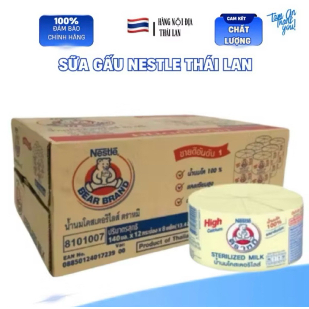 🐻 [ 1 Thùng 96lon màu Vàng] SỮA GẤU NESTLÉ THÁI LAN – HÀNG NỘI ĐỊA CHÍNH HÃNG 🐻