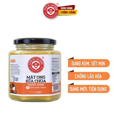 Mật ong sữa ong chúa dạng kem Honimore Natural & Healthy 500g - dạng kem sệt mịn, tiện lợi