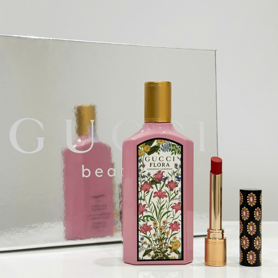 [HÀNG CÔNG TY] Bộ Quà Tặng Nước Hoa Gucci Flora Gorgeous Gardenia EDP 100ml & Son Rouge De Beauté Br