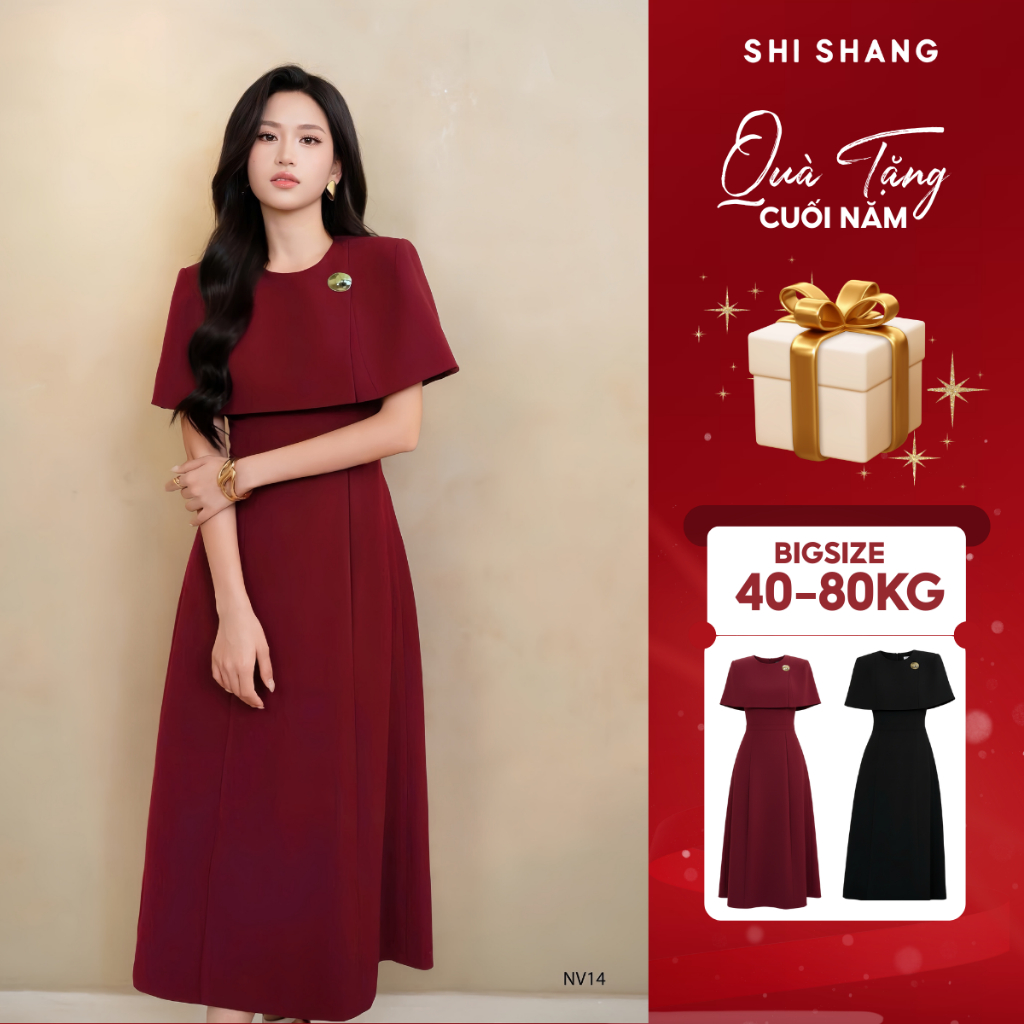 [𝐁𝐒𝐓 𝐘𝐄𝐏 - 𝐋𝐨ạ𝐢 1] Váy Đầm Dự Tiệc Dáng Dài Phối Liền Choàng Vai, Đầm Thiết Kế Bigsize Thanh Lịch By Shi Shang