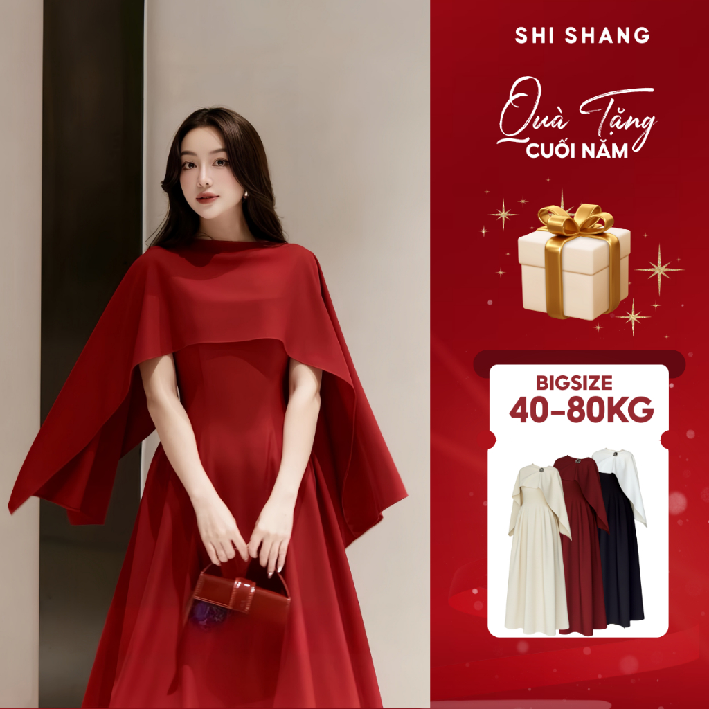 [𝐂𝐚𝐨 𝐂ấ𝐩] Váy đầm dự tiệc hai dây kèm áo choàng ngoài, đầm thiết kế SHI SHANG chiết eo tôn dáng có Bigsize