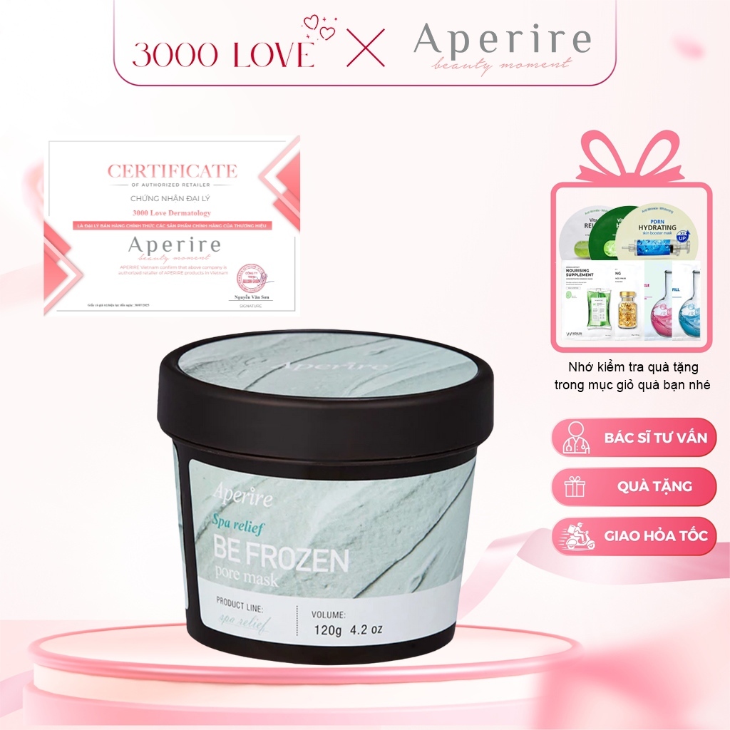 Mặt Nạ Đất Sét Aperire Be Frozen Pore Mask 120g kiềm dầu, se khít lỗ chân lông - 3000 Love