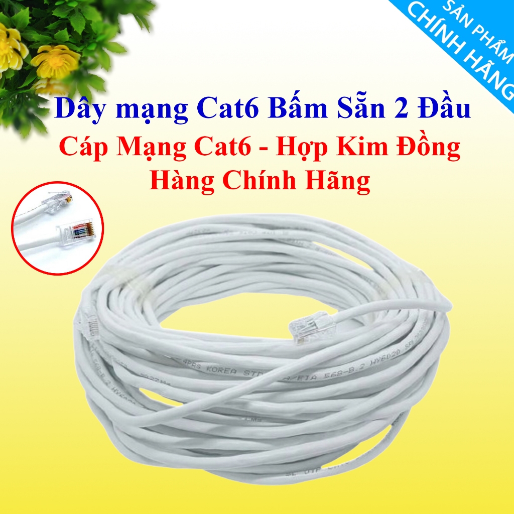 [Combo 10M=>50M] Dây cáp mạng CAT6 Bấm sẵn 2 đầu 10m đến 50m - Dây cáp chính hãng, bấm và test bằng bộ test chuyên dụng.