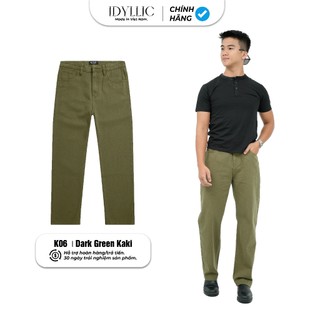 Quần Kaki Denim Nam Nữ IDYLLIC Suông Đứng Màu Xanh Rêu K06 Kaki Denim  Form Tôn Dáng, Thanh Lịch