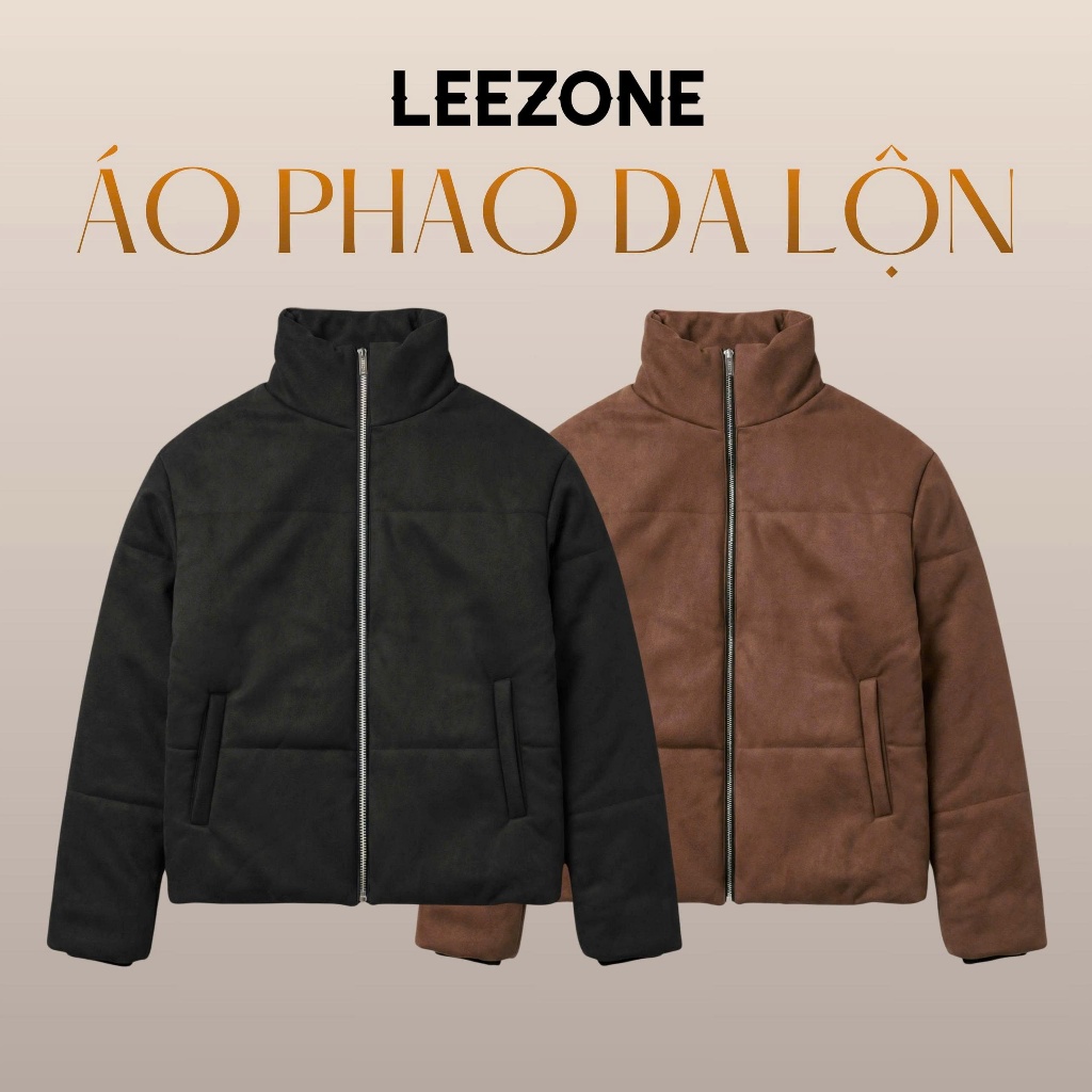 Áo Khoác PHAO DA LỘN Nam LeeZone Cao Cấp Dày Đẹp | Áo PHAO DA LỘN