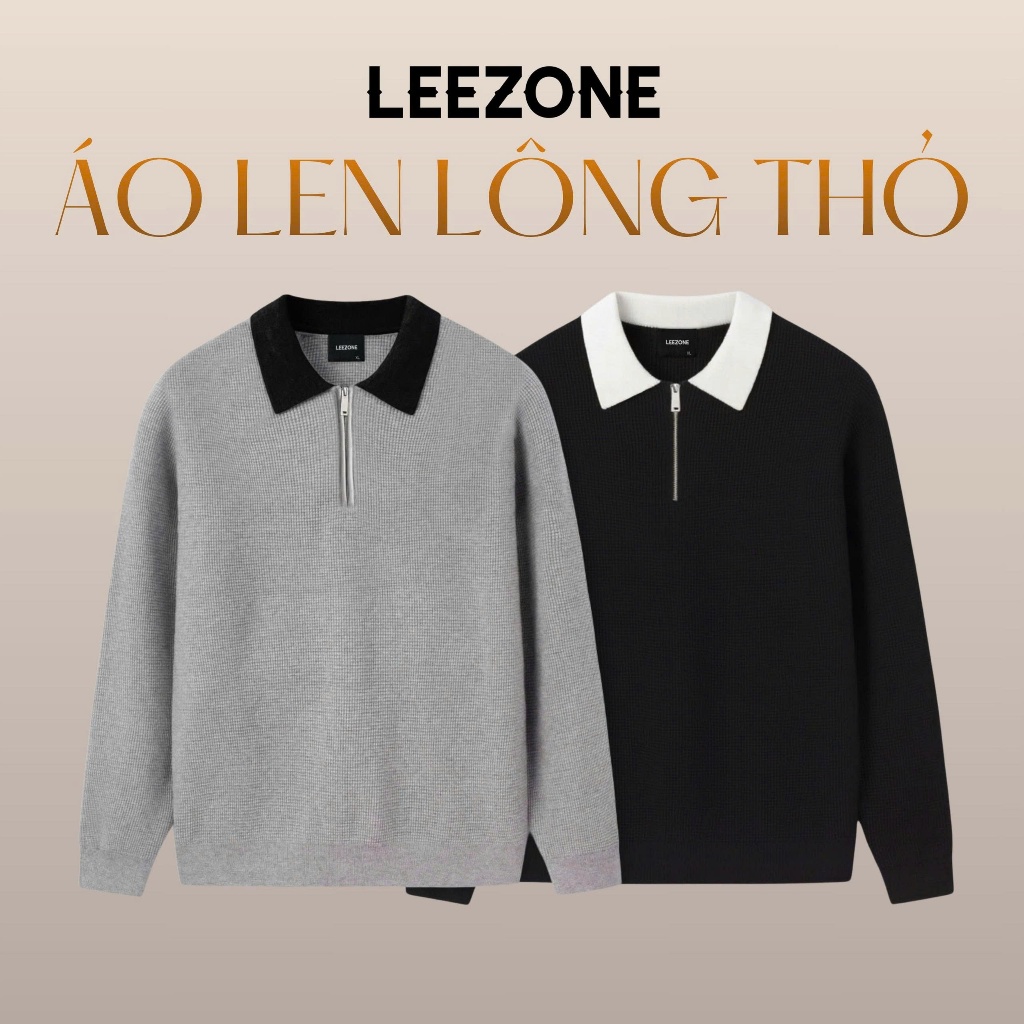 Áo Len Nam LeeZone Cao Cấp Mềm Mịn | Áo Len Khóa Cổ Phối Màu
