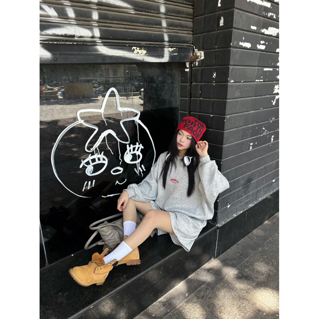 Set Bộ Nỉ Họa Tiết Thiêu Đỏ Boxy Nam Nữ - 22Nastore