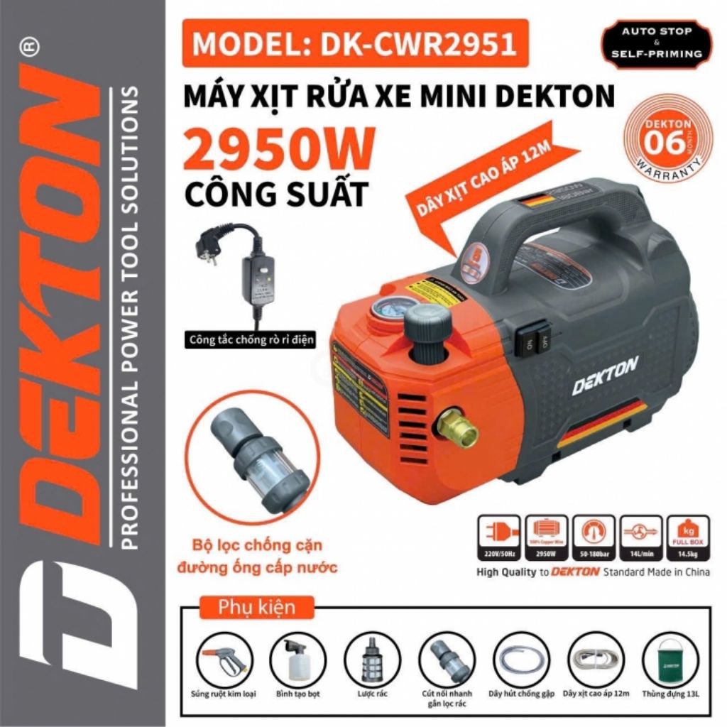 Máy rửa xe có chỉnh áp Dekton DK-CWR2951

