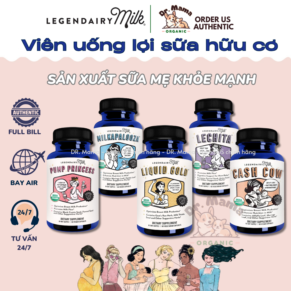 Viên Uống Lợi Sữa Hữu Cơ LEGENDAIRY MILK Mỹ - hộp 60v [Đủ Bill, Bay Air]