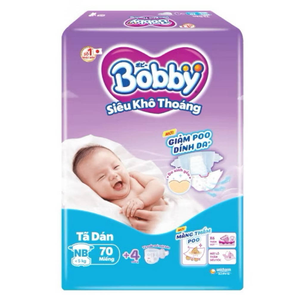 tã dán bobby NB70 tặng 4 quần