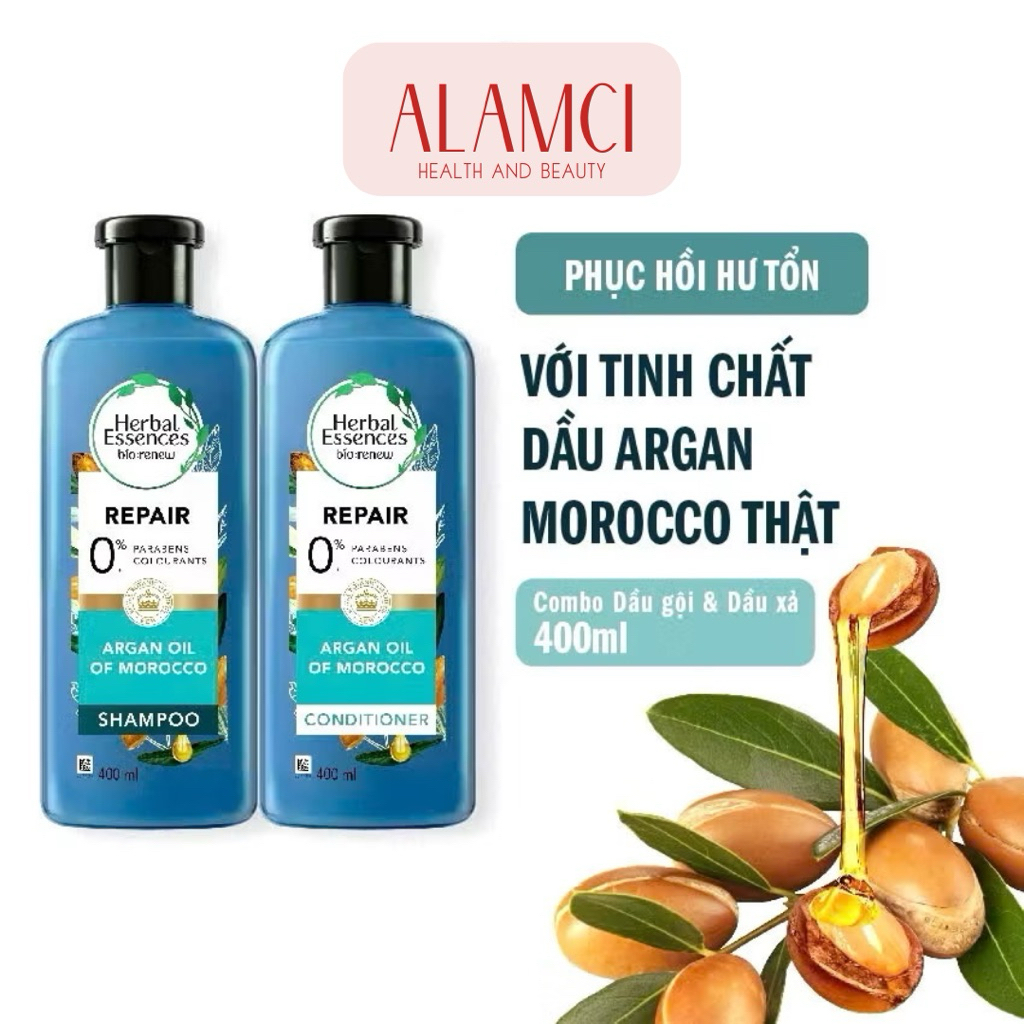 Bộ Dầu Gội & Dầu Xả Herbal Essences Shampoo & Conditioner Tinh Dầu Argan Morocco 400ml/ chai