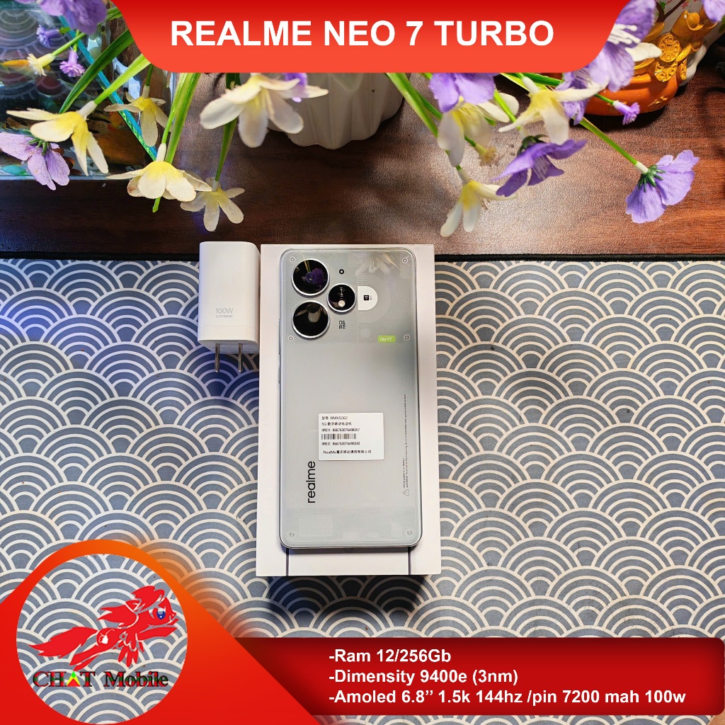 Điện thoại Realme Neo 7 Turbo  ,Ram 12/256Gb ,Dimensity 9400e ,Amoled 6.8'' 1.5k 144hz ,pin 7200 mah