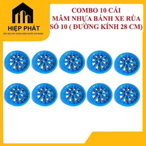 ( Combo 10 cái ) Mâm Nhựa Bánh Xe Rùa Số 10, vành nhựa bánh xe rùa số 10, Chịu Lực Tốt Tránh Rỉ Sét 