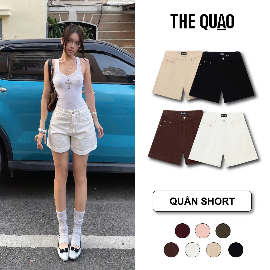 THE QUẠO - Quần Short Jean Nữ Lưng Cao Dáng Chữ A có nhiều màu R2404_430