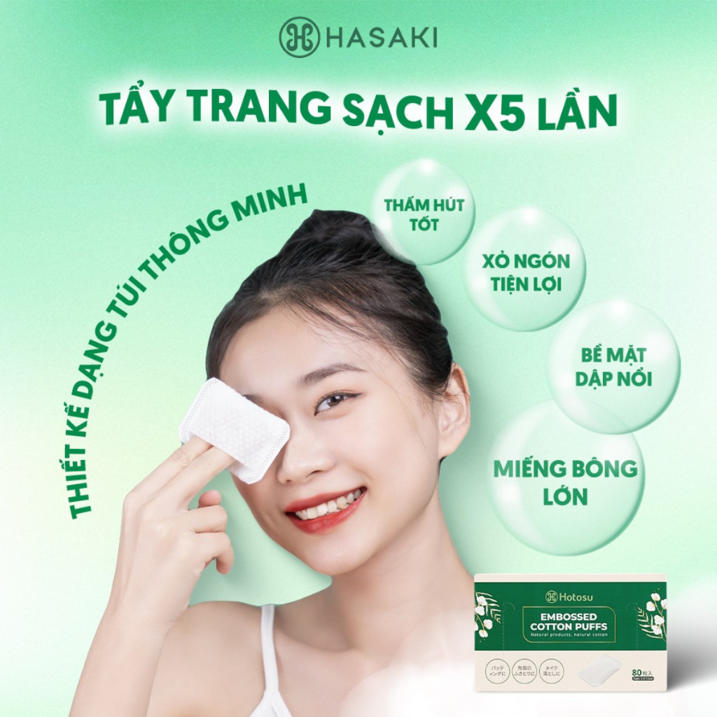 [DAILY] [100% COTTON] Bông Tẩy Trang Hotosu Cao Cấp Túi 150 Miếng/Hộp 80 Miếng Hasaki Sản Phẩm Chính Hãng | BigBuy360 - bigbuy360.vn
