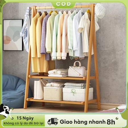 LACCOHUG Kệ Treo Quần Áo Có thể gập  giá treo áo phòng ngủ  lạichất liệu tre tự nhiêncao cấp