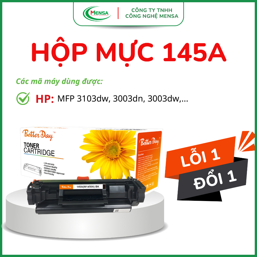 Hộp Mực 145A (W1450A) Có Chip Cho Máy In HP MFP 3103dw/ 3003dw/ 3003dn/ 3103/ 3003 - Betterday