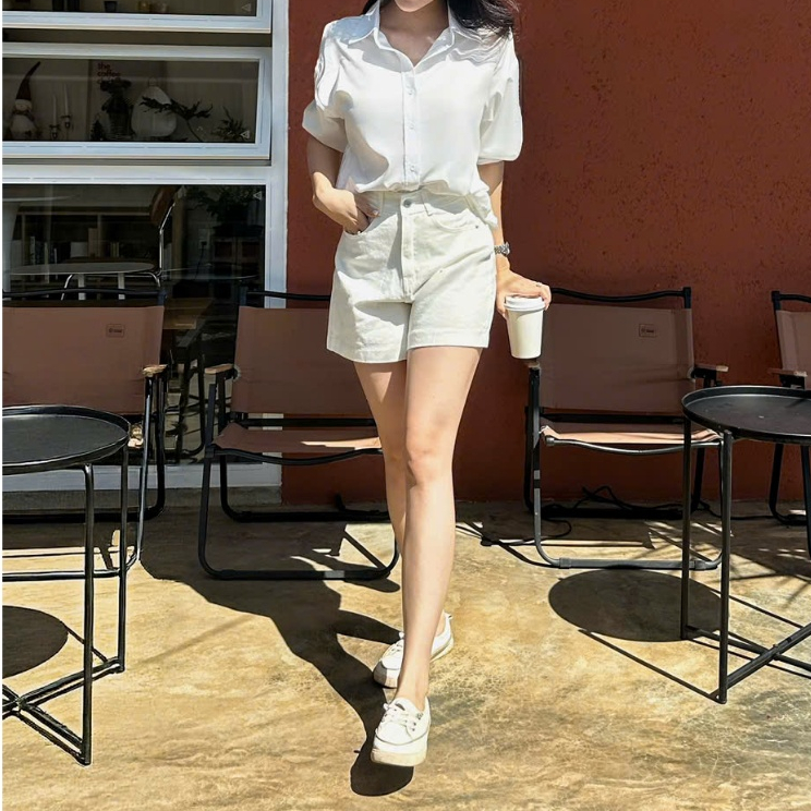 THE QUẠO - Quần Short Jean Nữ Lưng Cao Dáng Chữ A có nhiều màu R2404_430 | BigBuy360 - bigbuy360.vn
