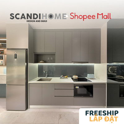 KITCHEN, Tủ bếp chữ I hiện đại gỗ công nghiệp và ván nhựa cao cấp BEP_001, kệ bếp Scandi Home