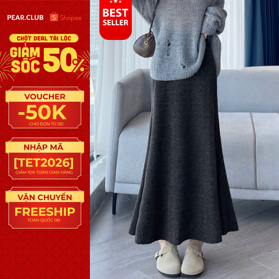 [BST TẾT 2026] Chân váy đuôi cá chất len lông thỏ LITY, Chân váy len dáng siêu dài nữ phong cách mặc thu đông TẾT V03 | BigBuy360 - bigbuy360.vn