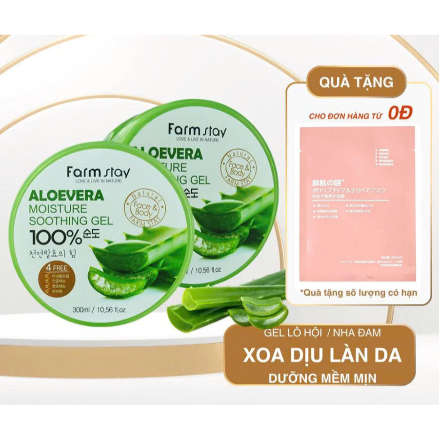 Gel lô hội farm stay (gel nha đam) 100% - aloe vera 100% soothing gel - Bnshop