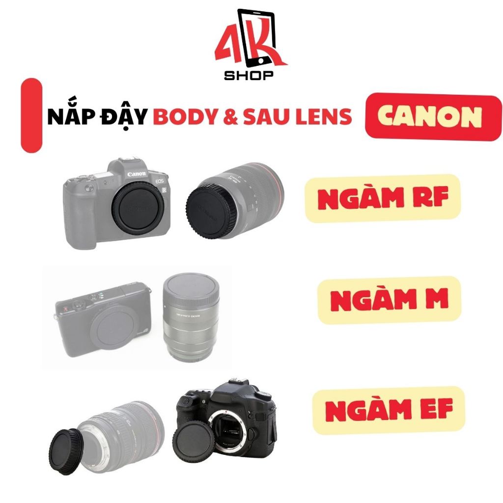 Nắp đậy ống kính Canon R50 RP R M10 M50 750D 6D 6D2 7D 80D tất các nắp body Canon