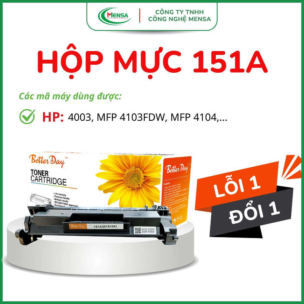 Hộp mực in 151a Betterday LaserJet Pro 4003 | MFP 4103fdw | 4004 MFP 4104 - Mực in 151A in nét, tiết