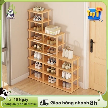 Kệ giày kệ giày gỗ tre kệ giày dép nhiều tầng kệ để đồ cấu trúc mộng và chố hai màu tùy chọn