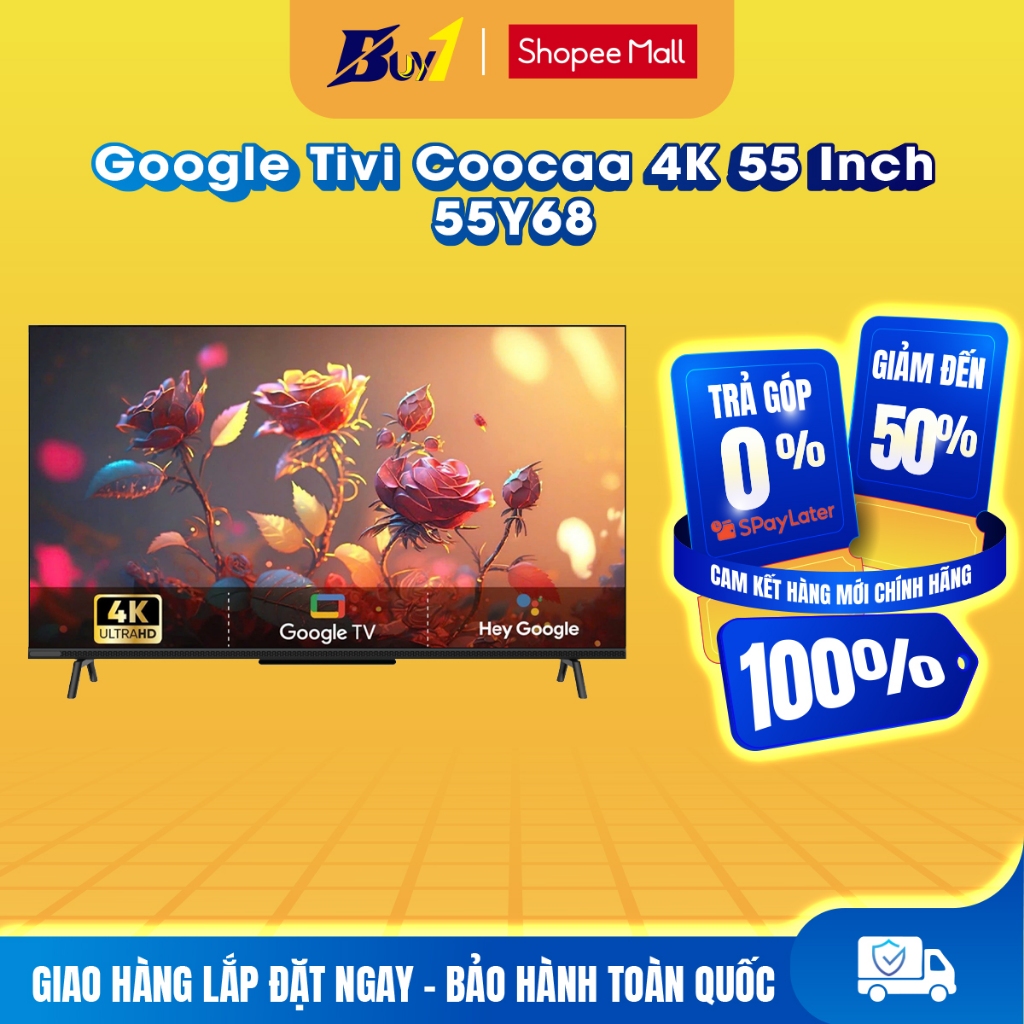 55Y68 - Google Tivi Coocaa 4K 55 Inch 55Y68 - Hàng chính hãng