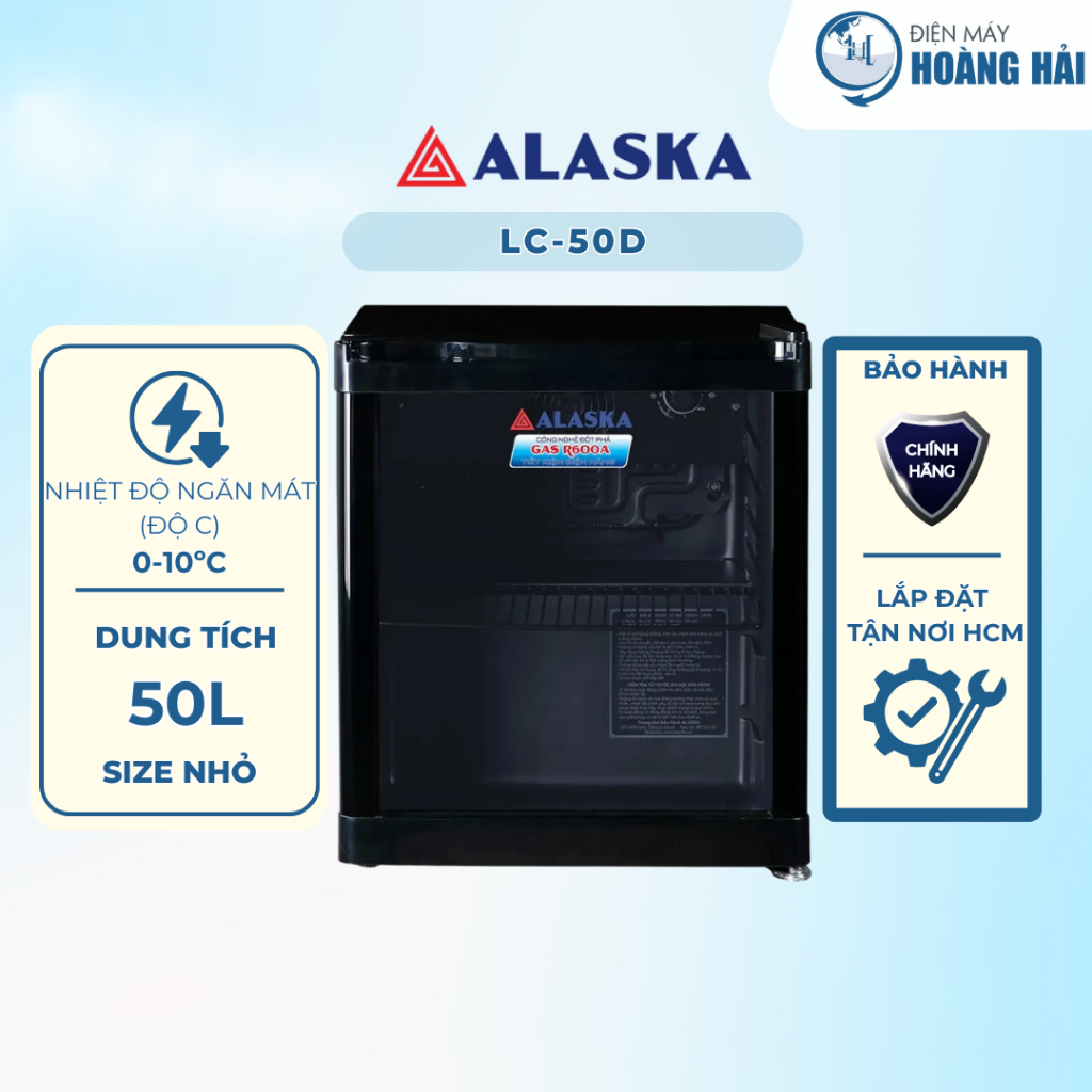 Tủ mát Alaska LC-50D 50 lít màu đen, cửa kính cường lực 2 lớp chống đọng sương