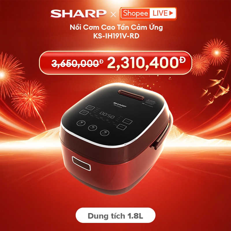 Nồi Cơm Điện Cao Tần Cảm Ứng Sharp 1.8L KS-IH191V-RD - BẢO HÀNH 12 tháng