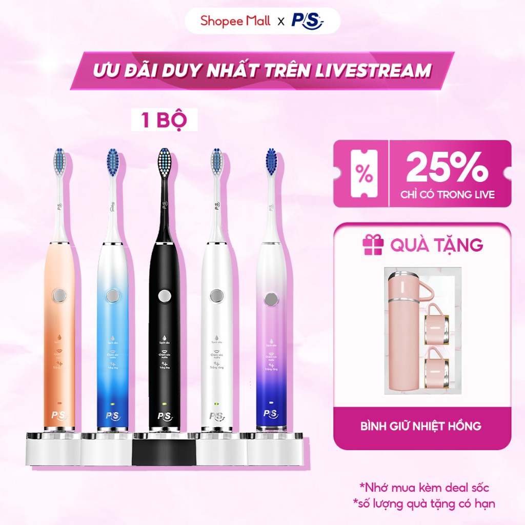 [LIVE]Bàn Chải Điện P/S S100 PRO - Công Nghệ Sóng Âm, Chải Sạch Mảng Bám Tới 10X