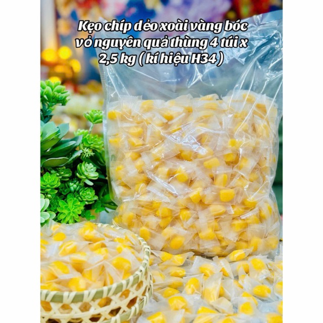 Bịch 2.5Kg Kẹo Chip Dẻo Quả Xoài Vàng Bóc Vỏ
