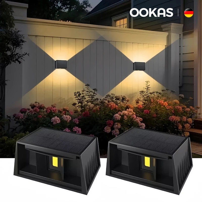 OOKAS Đèn tường năng lượng mặt trời, đèn LED rửa tường, Thích hợp để trang trí sân vườn.
