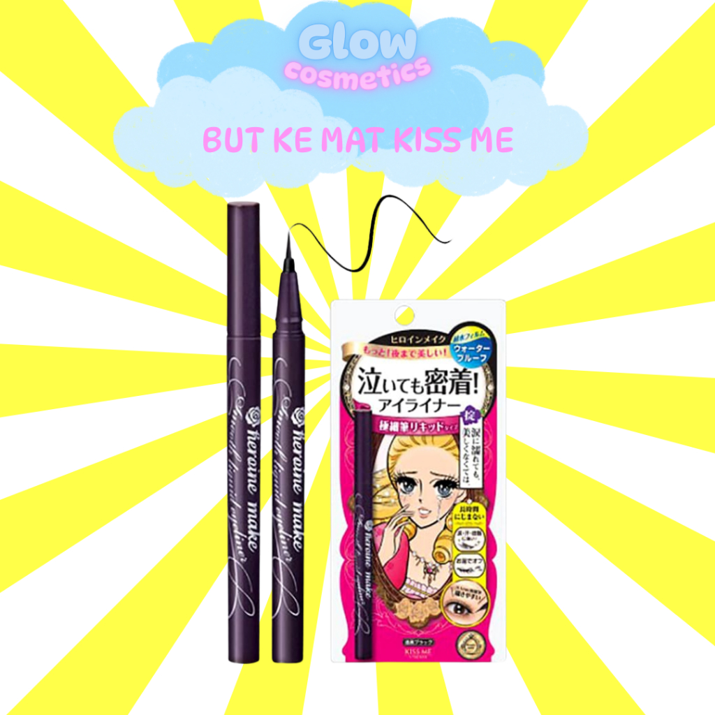 Bút Kẻ Mắt Nước Kiss Me Nét Sắc Mãnh, Không Trôi Kissme Smooth Liquid Eyeliner Super Keep - Glow.Cos
