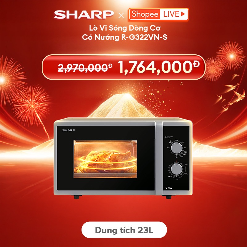 Lò Vi Sóng Dòng Cơ Có Nướng Sharp R-G322VN-S Sharp, hàng chính hãng bảo hành 12 tháng