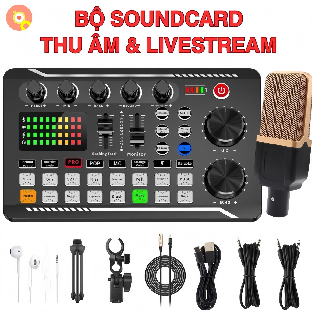 Bộ Soundcard F998 Và Micro Thu Âm Livestream Hát Karaoke Chuẩn Phòng Thu Tại Nhà