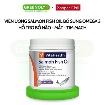 Viên Uống VitaHealth Salmon Fish Oil Bổ Sung Omega 3, Giảm Nguy Cơ Xơ Vữa Động Mạch 100 Viên