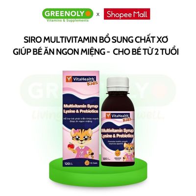 Siro VitaHealth Multivitamin Syrup Lysine & Prebiotics Bổ Sung Chất Xơ Tự Nhiên Cho Trẻ Từ 2 Tuổi Giúp Trẻ Ăn Ngon 120m
