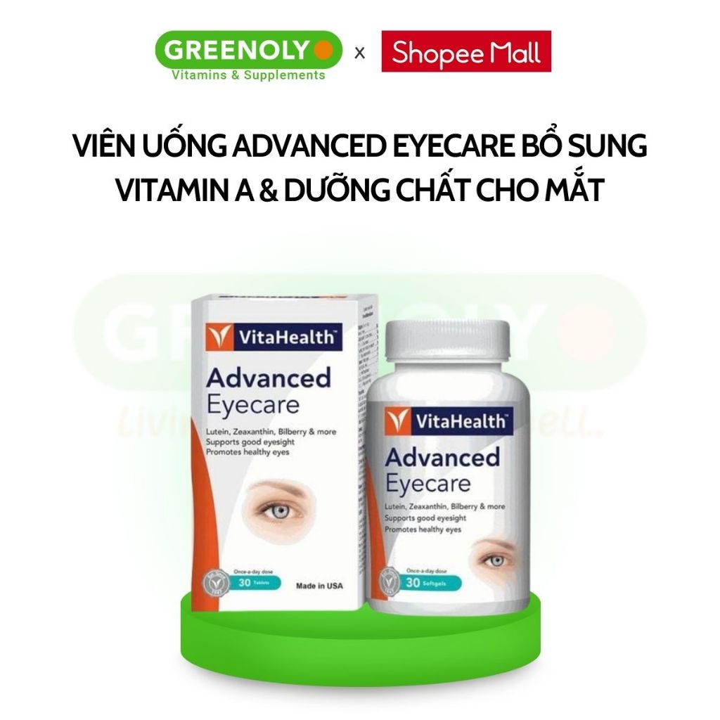 Viên Uống VitaHealth Advanced Eyecare  Bổ Sung Vitamin A Và Các Dưỡng Chất Cho Mắt 30 Viên