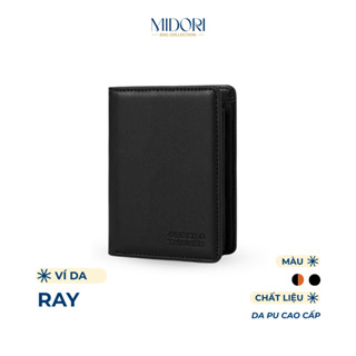 Ví Da PU Đứng Monogram RAY Bóp Đựng Tiền Thẻ Nhiều Ngăn Cầm Tay Nam Nữ | MIDORI BAG COLLECTION