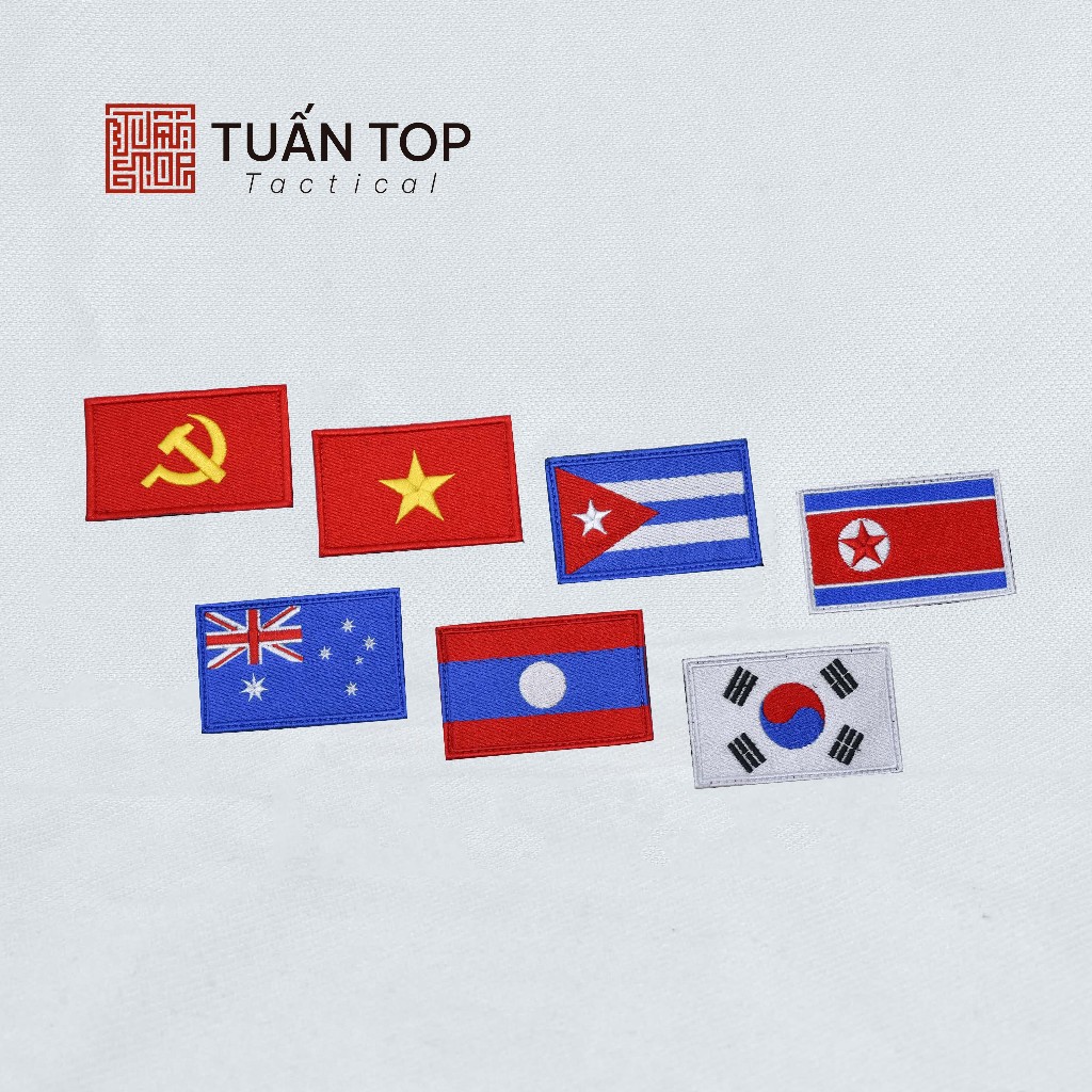 Patch thêu Cờ các nước và biểu tượng - Patch dán Velcro - TUẤN TOP SHOP
