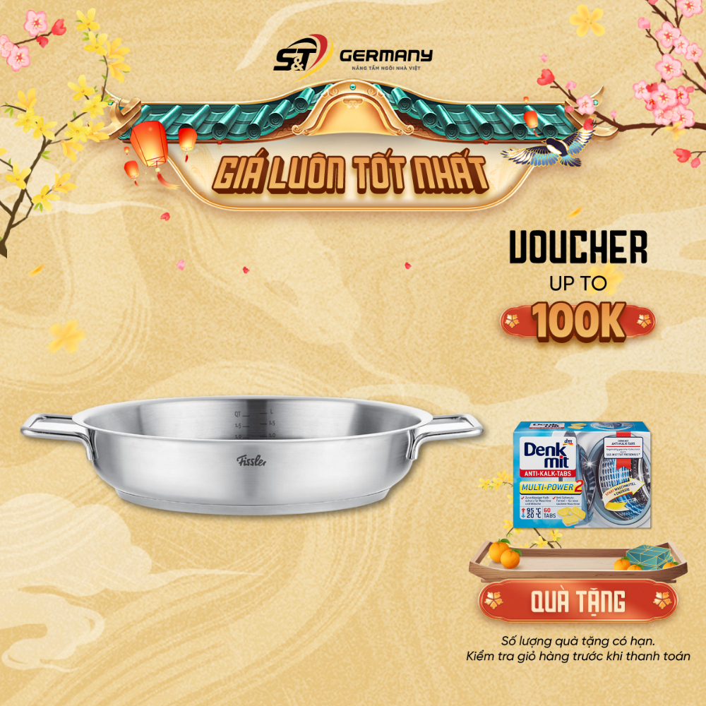 HCM Chảo inox 2 quai Fissler Pure nội địa Đức, chảo thép không gỉ cao cấp GermanySnT