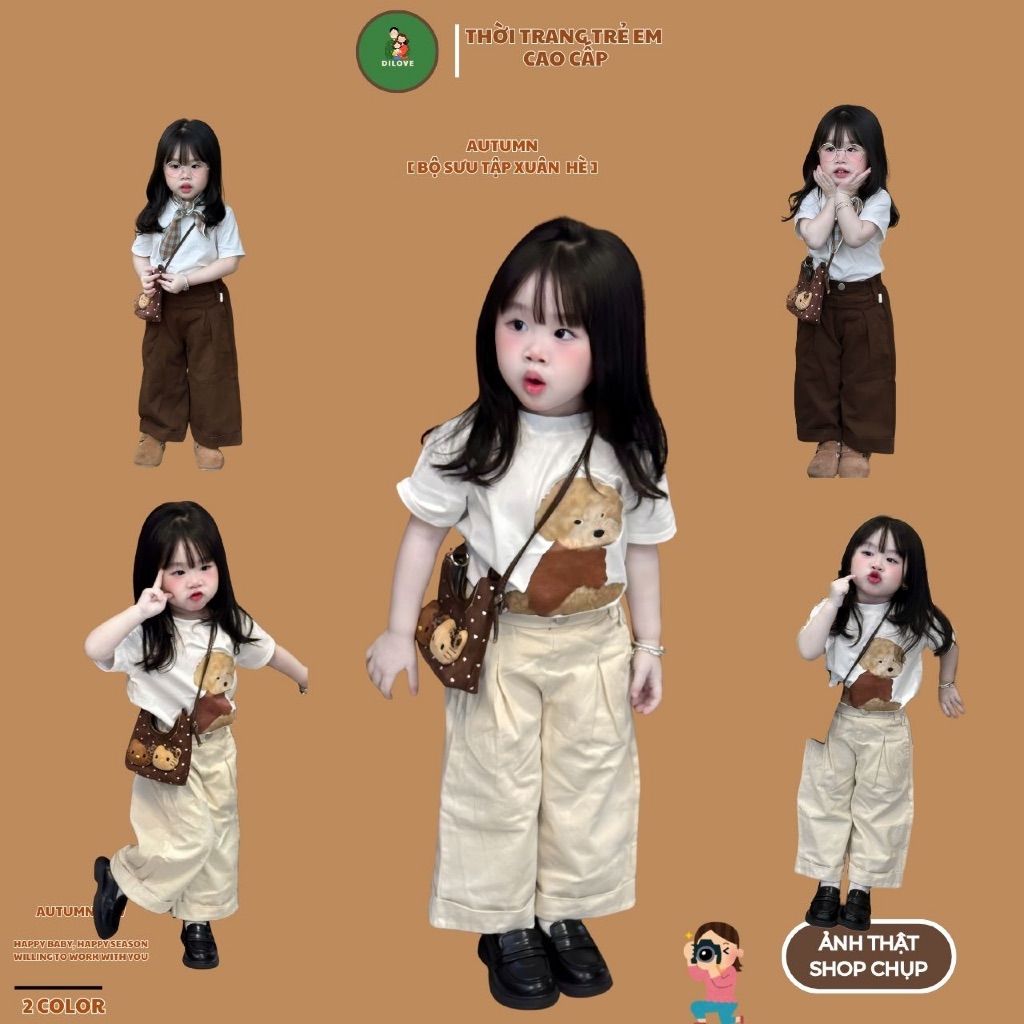 Quần Dài Kaki Ống Suông Cho Bé DILOVE - Quần Dài Ống Suông Cho Bé Gái Cạp Cao, Hack Dáng Phong Cách 