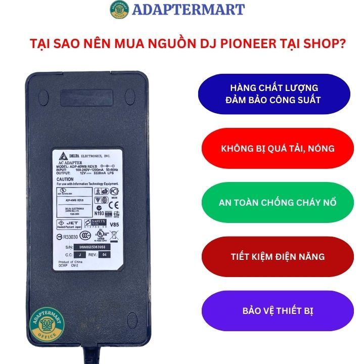 Dây nguồn cho bàn DJ Numark Mixstream Pro+ Pro Plus 12v 3a T525- bảo hành 12 tháng